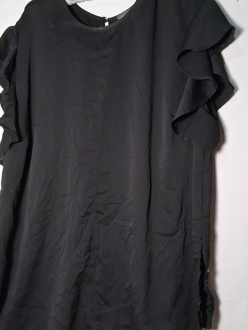 Vince Camuto Black Ruffle Short Sleeve Women's Shirt